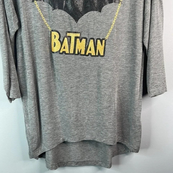 BATMAN Bling Graphic T-shirt Grey Dropped Shoulder Half Sleeve Halloween Size M - Picture 5 of 12